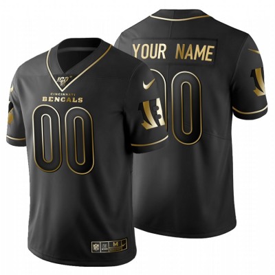 Cincinnati Bengals Custom Men's Nike Black Golden Limited NFL 100 Jersey